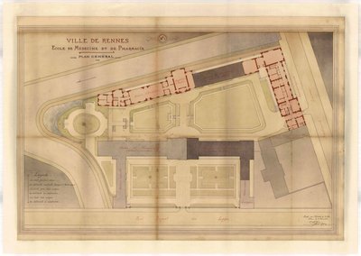 Plan of the School of Medicine and Pharmacy of Rennes by Emmanuel le Ray